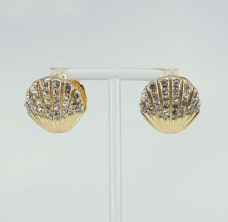 Rhinestone Seashell Earrings
