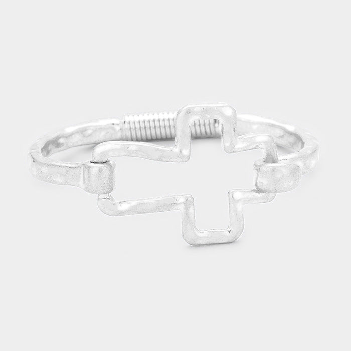 Hammered Metal Cross Bangle