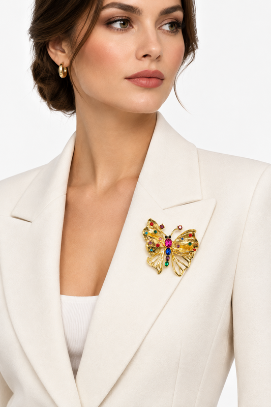 Crystal Monarch Brooch