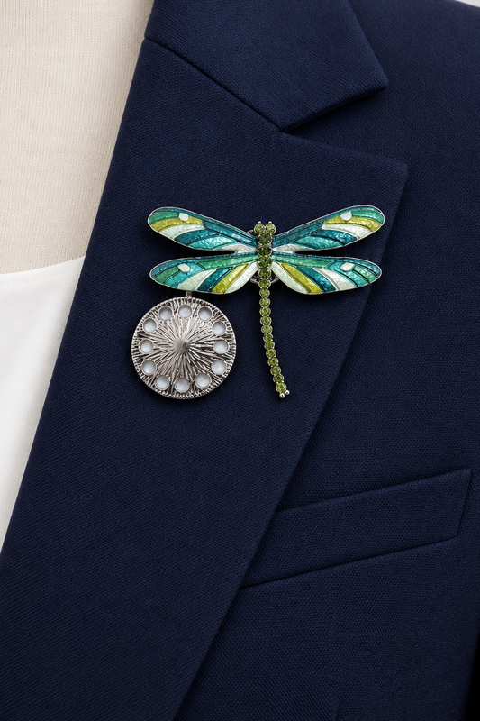 Olive Dragonfly Brooch