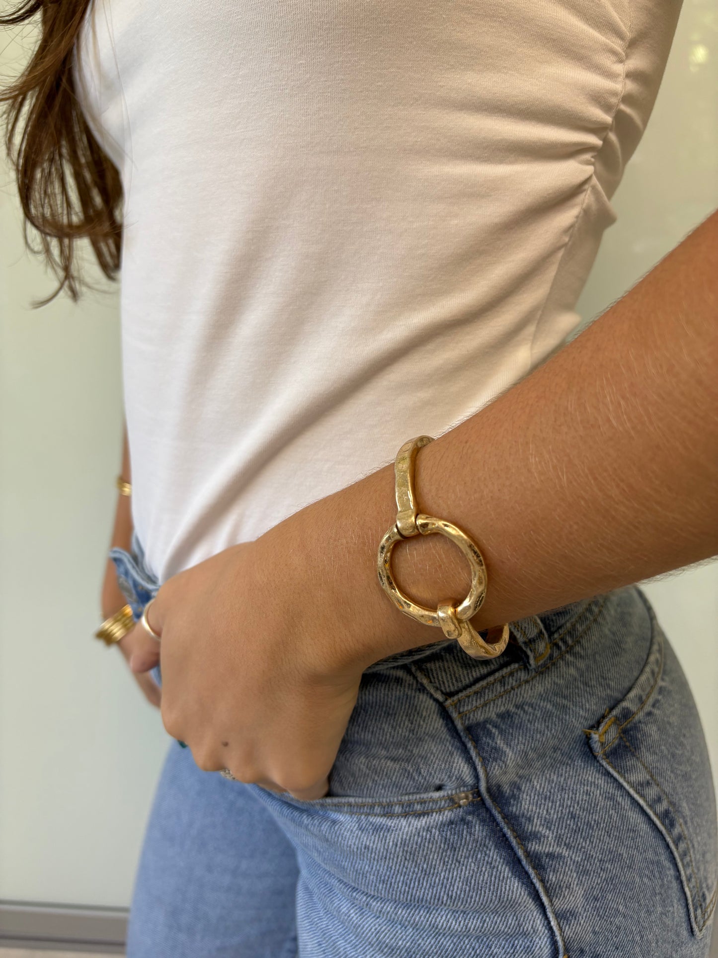 Hammered Circular Metal Bracelet