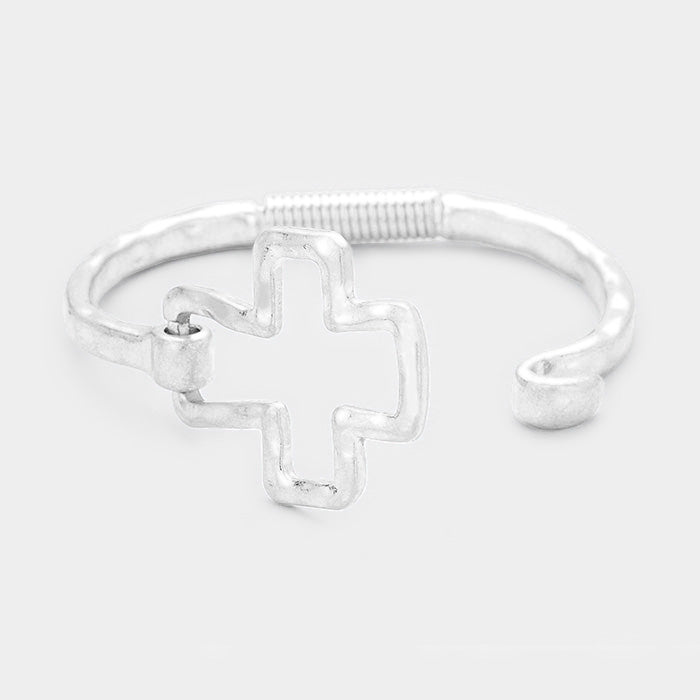 Hammered Metal Cross Bangle