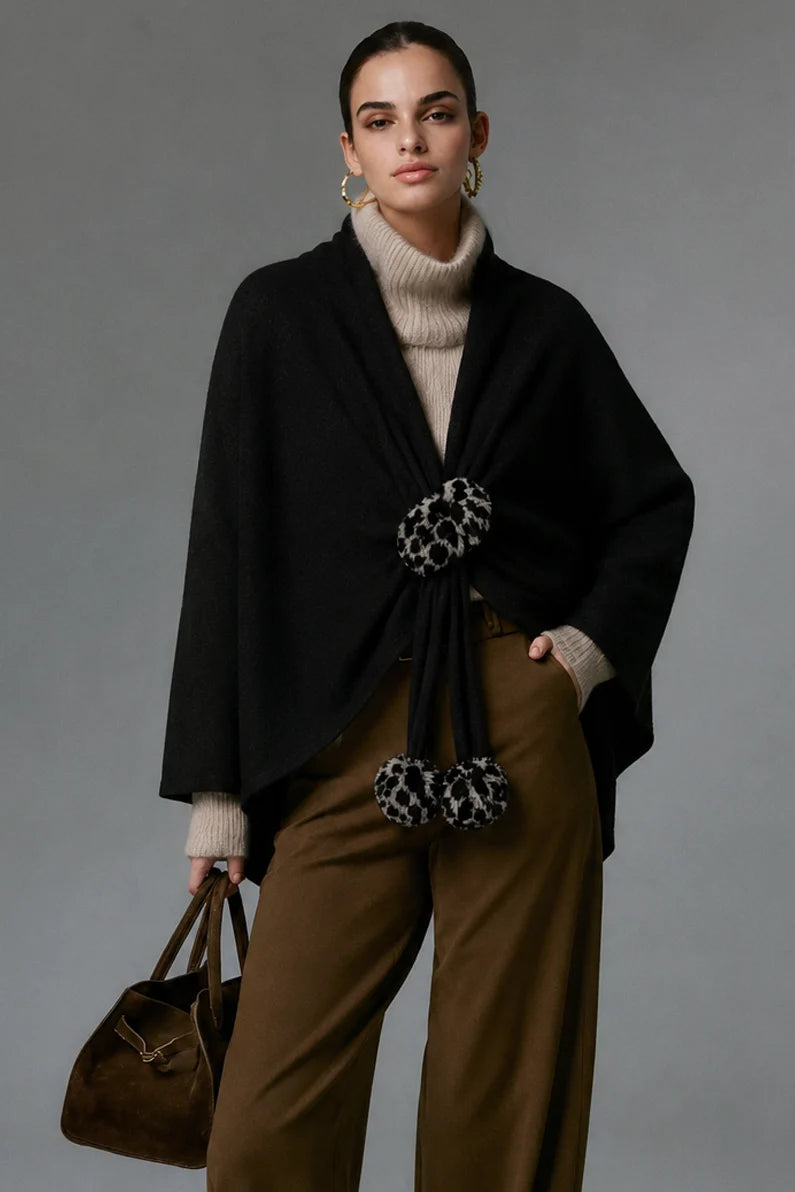 Leo Fur Tassel Ruana