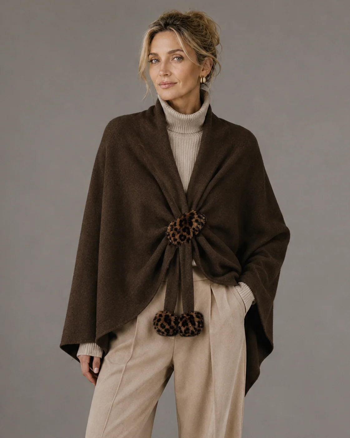 Leo Fur Tassel Ruana