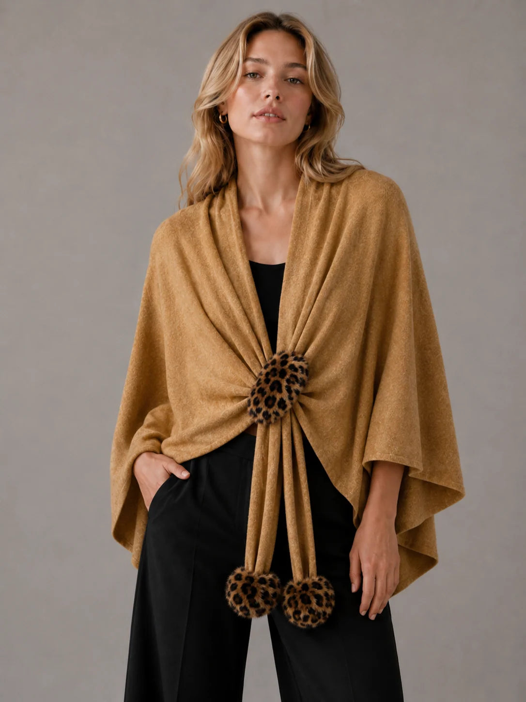 Leo Fur Tassel Ruana