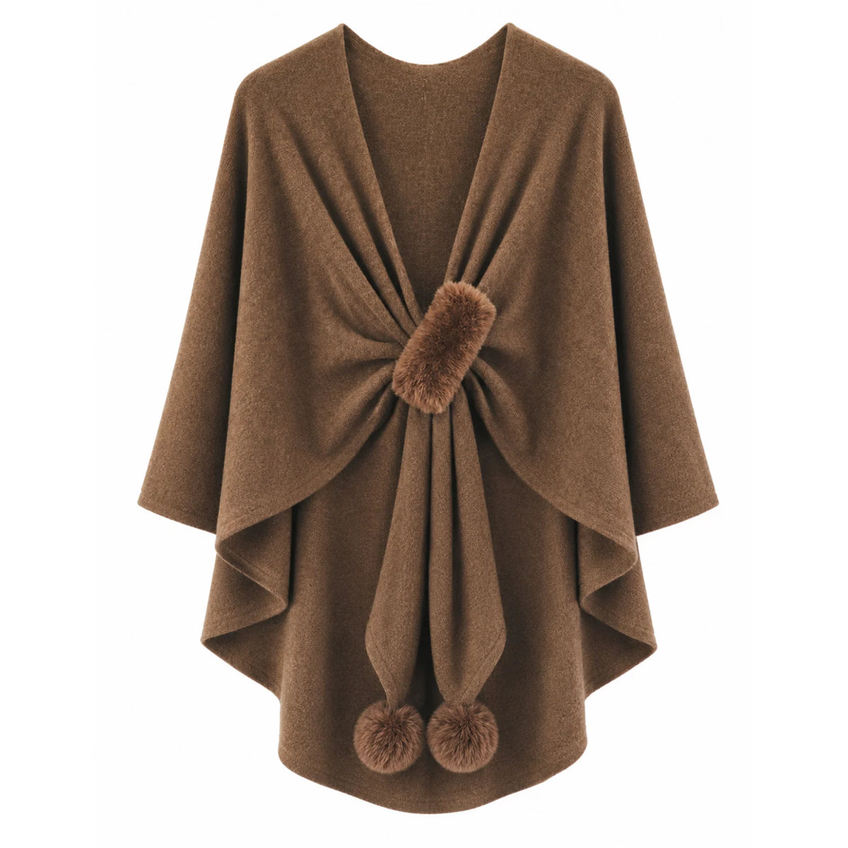 Fur Tassel Ruana