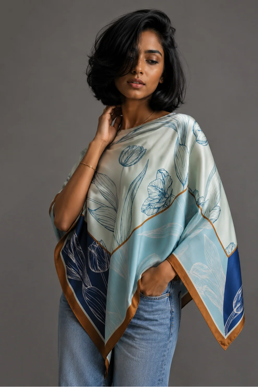 Satin Scarf Poncho