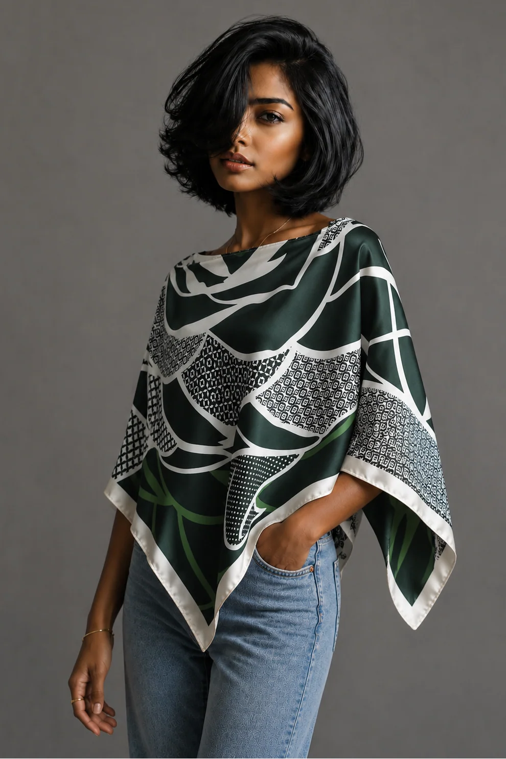 Satin Scarf Poncho