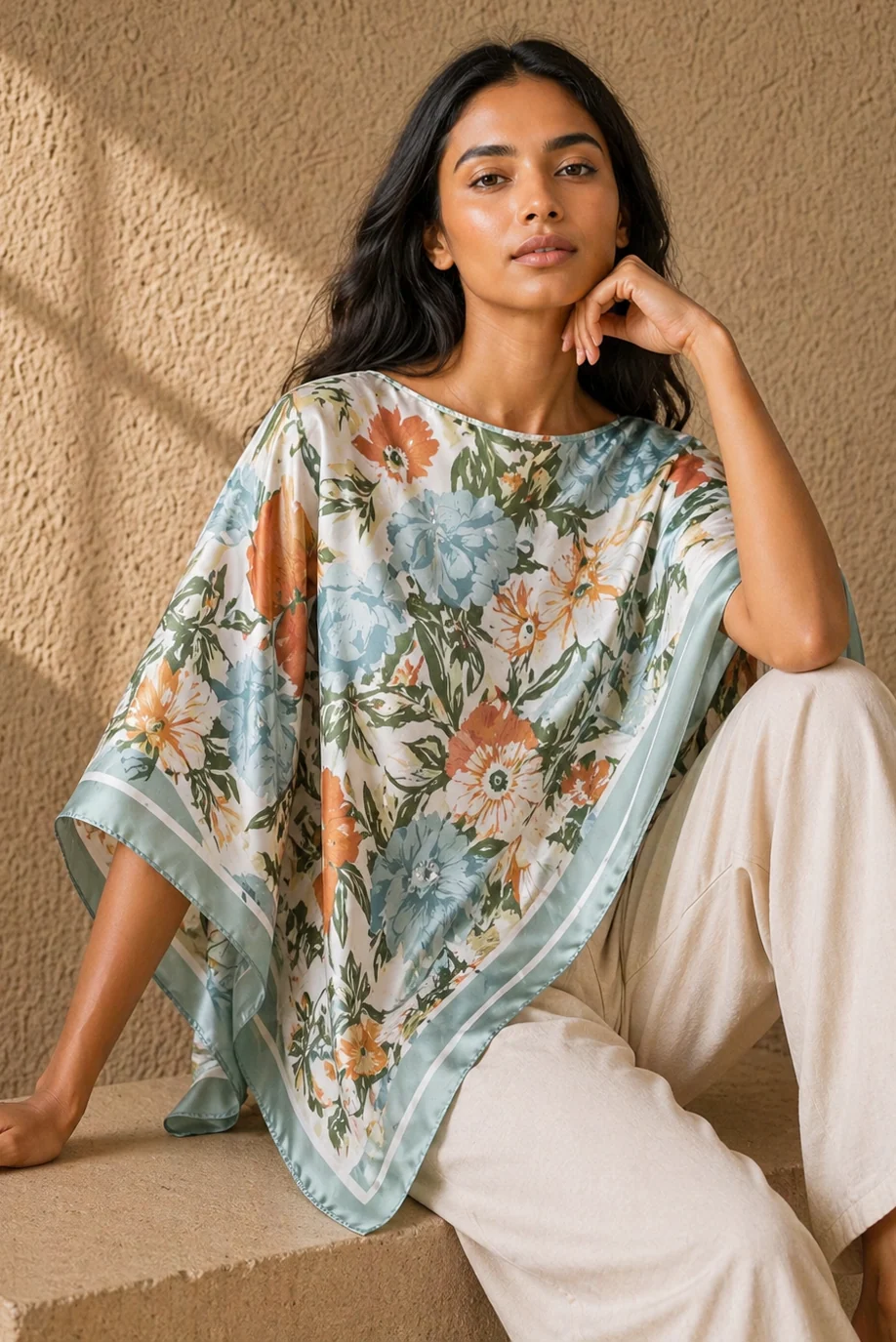 Satin Scarf Poncho