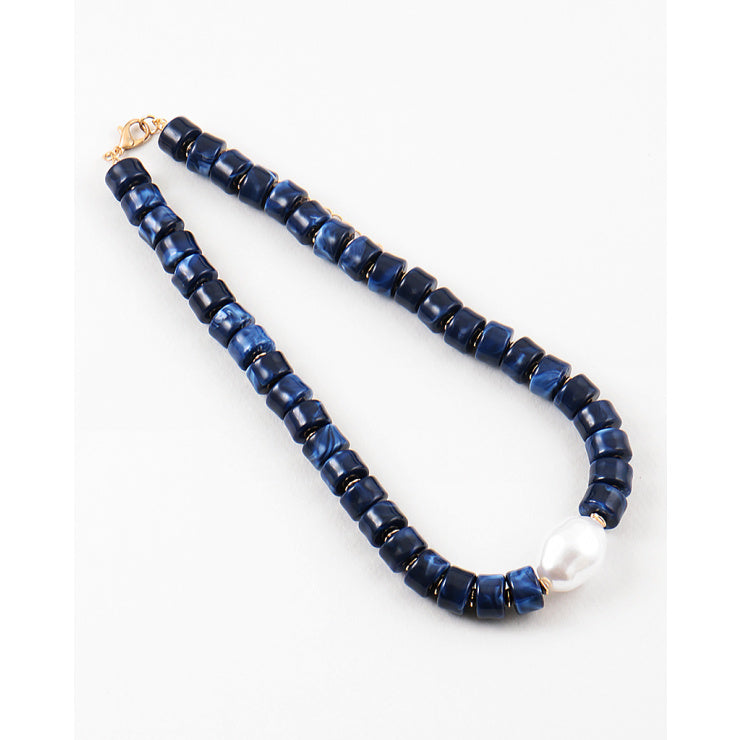 Navy Pearl Necklace