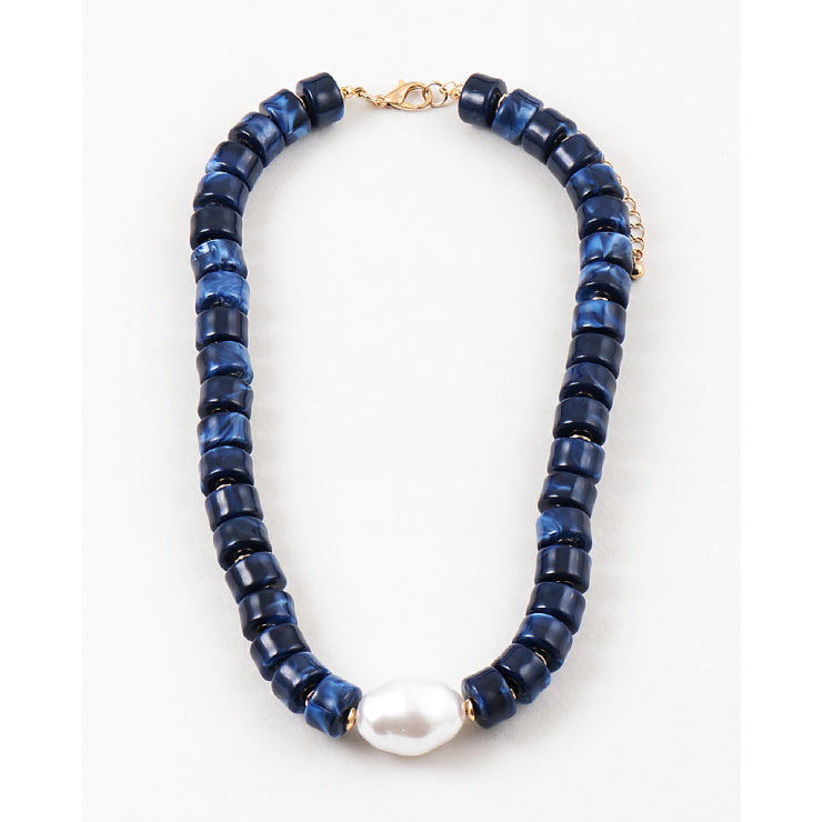 Navy Pearl Necklace