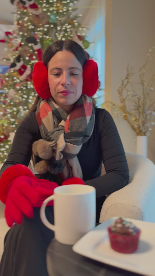 Plaid Pom Pom Fringe Pash