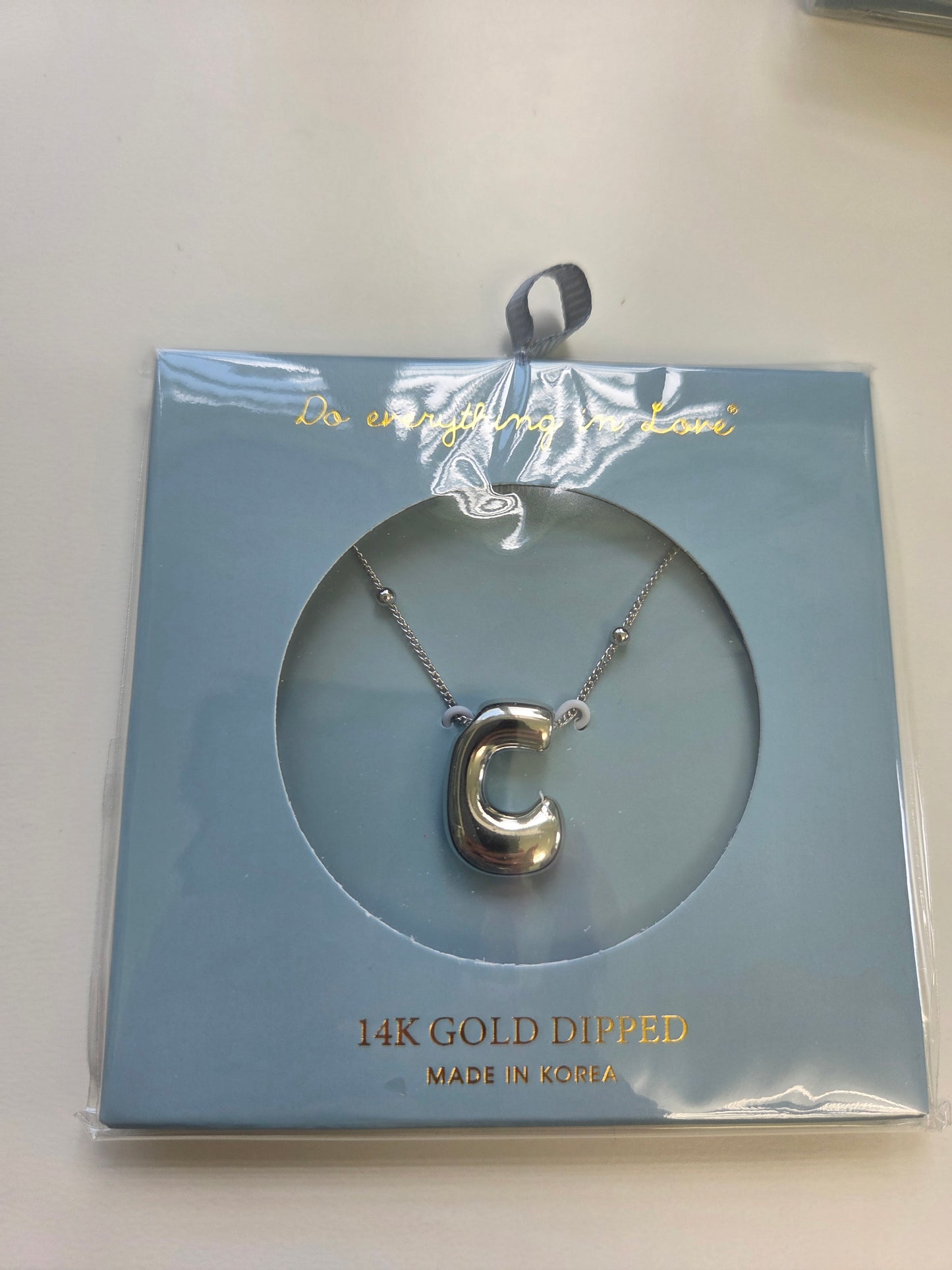 White Gold Bubble Initial