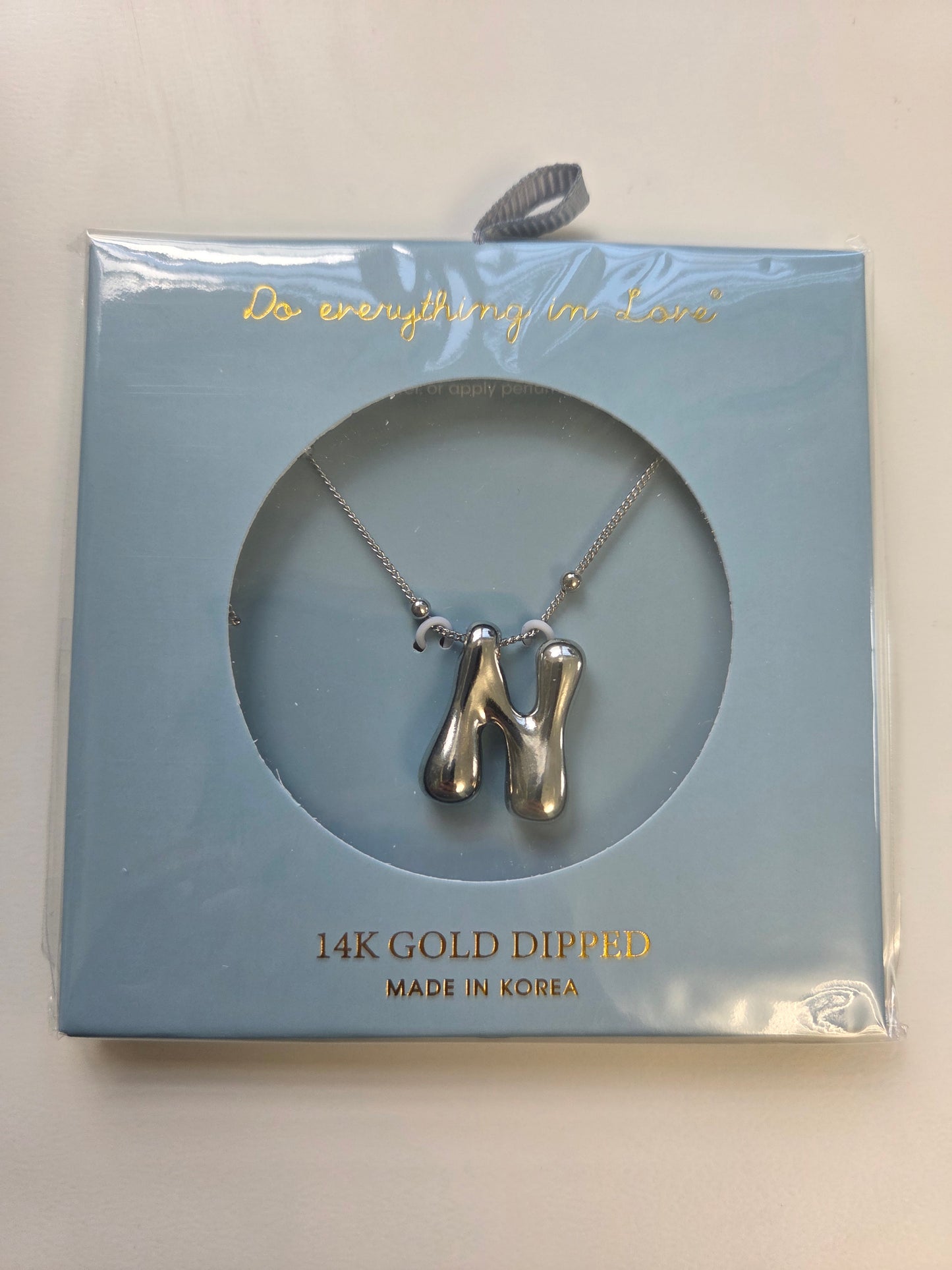 White Gold Bubble Initial