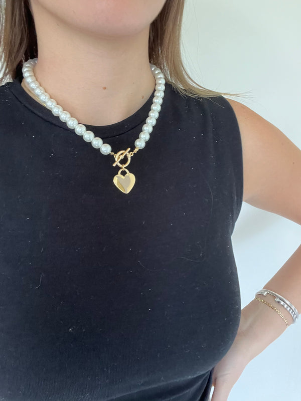 Heart and Pearls Necklace